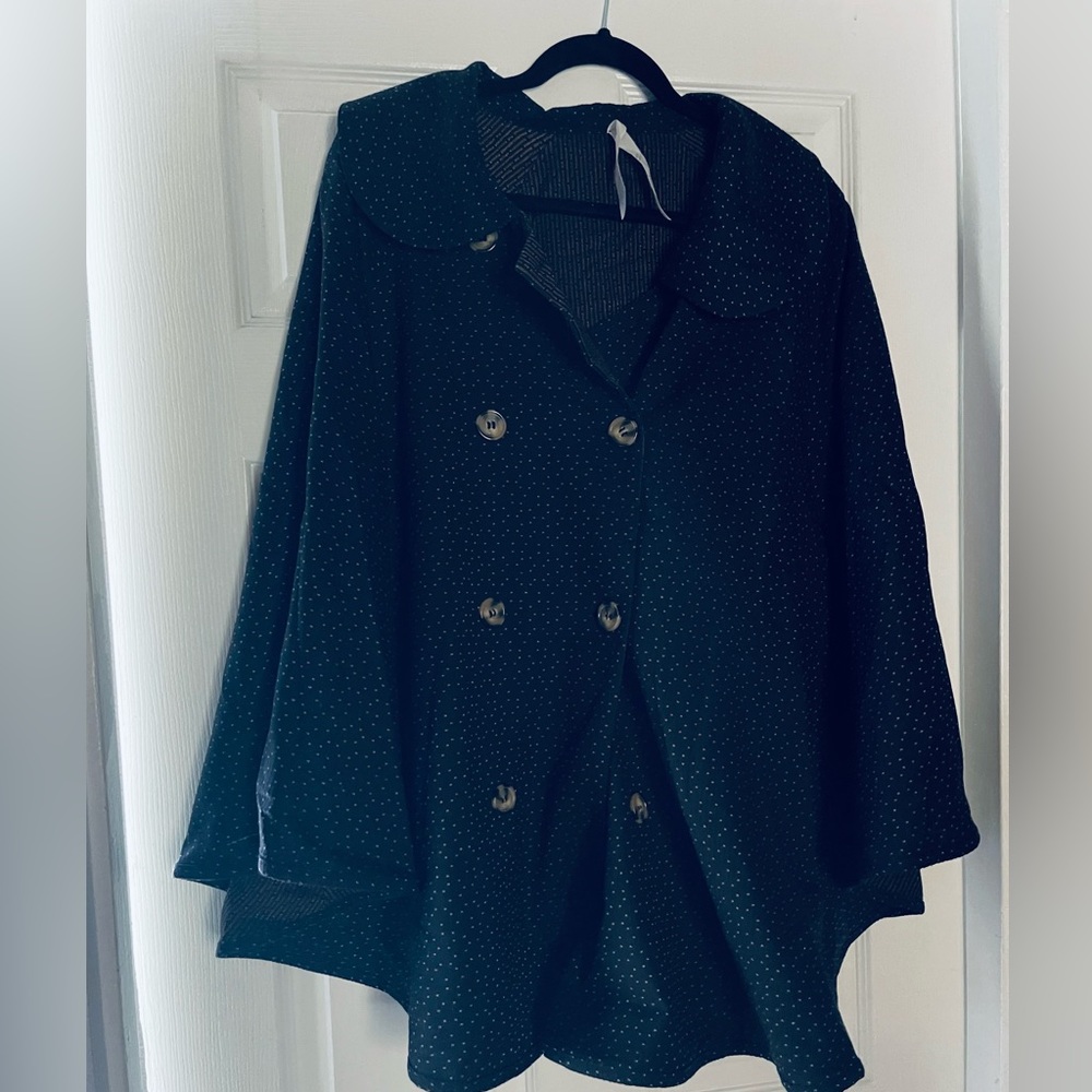 Melissa McCarthy Seven 7 womens 2XL Reversible cape navy blue & gold bronze